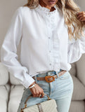 ruffled long-sleeved puff top