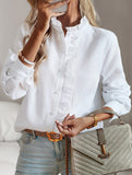 ruffled long-sleeved puff top