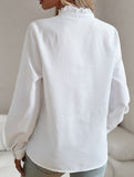 ruffled long-sleeved puff top