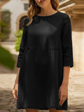 Loose round neck three-quarter sleeve dress top