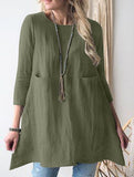Loose round neck three-quarter sleeve dress top