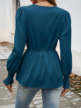 Retro deep V cross-strap waist shirt