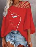 Fashionable patchwork loose oblique collar T-shirt