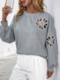Hollow flower pattern round neck long sleeves