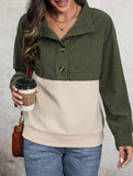 Retro Brushed Corduroy Contrast Sweatshirt