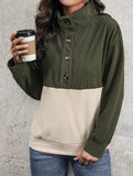 Retro Brushed Corduroy Contrast Sweatshirt