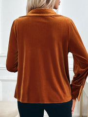 Vintage pile collar solid color velvet shirt