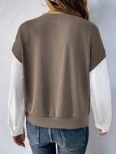 Long-sleeved striped two-piece crew neck sweatshirt