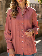 Pleated lapel long-sleeved cardigan