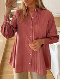Pleated lapel long-sleeved cardigan