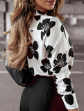 Lapel long-sleeved floral shirt