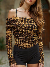 leopard print off-shoulder top