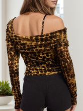 leopard print off-shoulder top