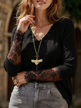 Solid color lace patchwork top