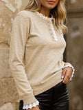 Retro loose lace half-open color-blocked sweater