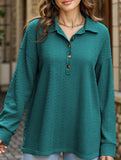 Lapel Casual Button Loose Long Sleeve Sweatshirt