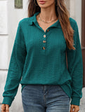 Lapel Casual Button Loose Long Sleeve Sweatshirt