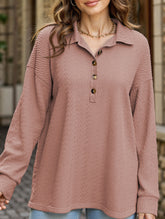 Lapel Casual Button Loose Long Sleeve Sweatshirt