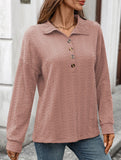 Lapel Casual Button Loose Long Sleeve Sweatshirt