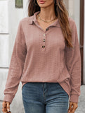 Lapel Casual Button Loose Long Sleeve Sweatshirt