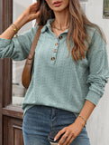 Lapel Casual Button Loose Long Sleeve Sweatshirt