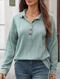 Lapel Casual Button Loose Long Sleeve Sweatshirt