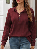 Lapel Casual Button Loose Long Sleeve Sweatshirt
