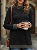 Contrast color loose long-sleeved T-shirt top
