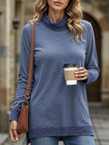 Contrast color loose long-sleeved T-shirt top