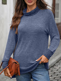 Contrast color loose long-sleeved T-shirt top
