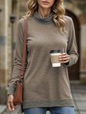Contrast color loose long-sleeved T-shirt top