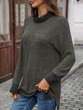 Contrast color loose long-sleeved T-shirt top