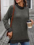 Contrast color loose long-sleeved T-shirt top