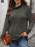 Contrast color loose long-sleeved T-shirt top