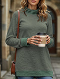 Contrast color loose long-sleeved T-shirt top