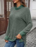 Contrast color loose long-sleeved T-shirt top