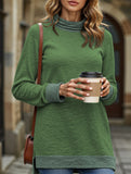 Contrast color loose long-sleeved T-shirt top