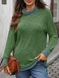 Contrast color loose long-sleeved T-shirt top