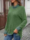 Contrast color loose long-sleeved T-shirt top
