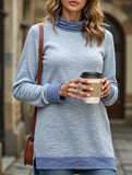 Contrast color loose long-sleeved T-shirt top