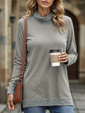 Contrast color loose long-sleeved T-shirt top