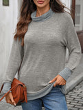 Contrast color loose long-sleeved T-shirt top