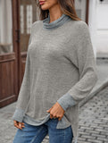 Contrast color loose long-sleeved T-shirt top