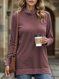 Contrast color loose long-sleeved T-shirt top