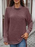 Contrast color loose long-sleeved T-shirt top