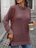 Contrast color loose long-sleeved T-shirt top