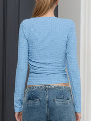 Slant collar ribbed knit bottoming shirt