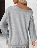 Versatile off-shoulder gray long-sleeved sweatshirt