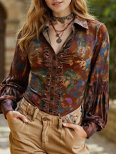 retro tie-dye velvet long-sleeved shirt