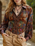 retro tie-dye velvet long-sleeved shirt